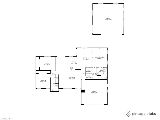 Layout of Home & Detached Garage Space.