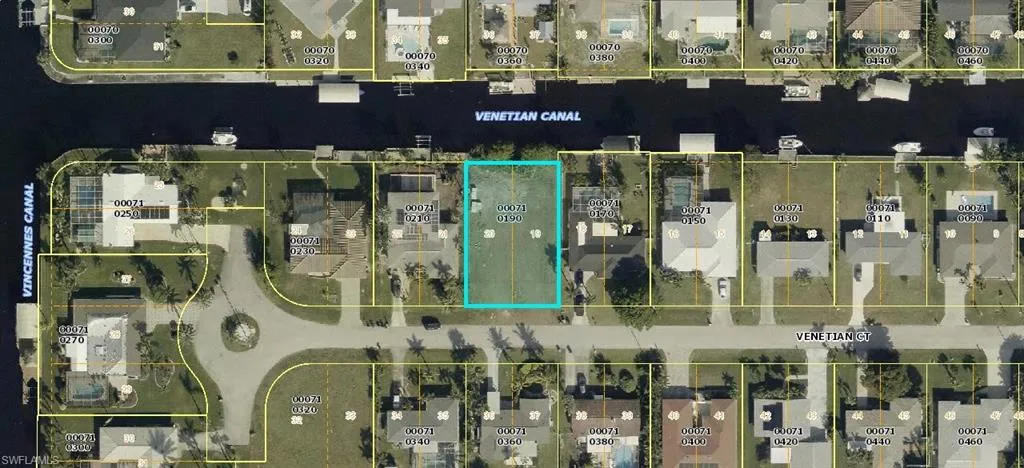 Aerial view of property's location with property boundaries highlighted