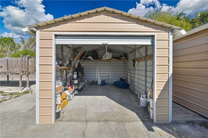 View of detached garage