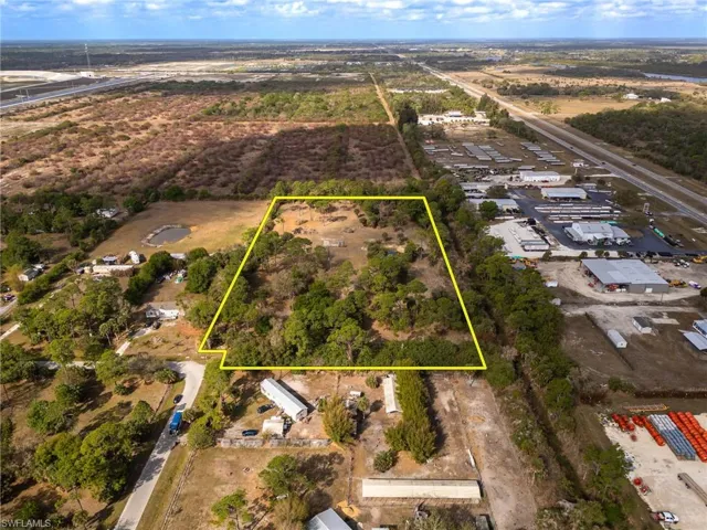 Overview of rural landscape with property parcel outlined
