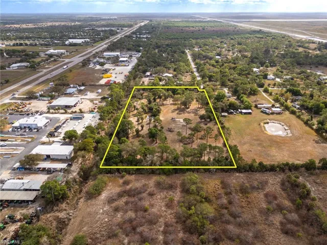 Aerial overview of property's location with property boundaries highlighted