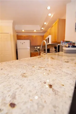 Detailed view of granite countertops.