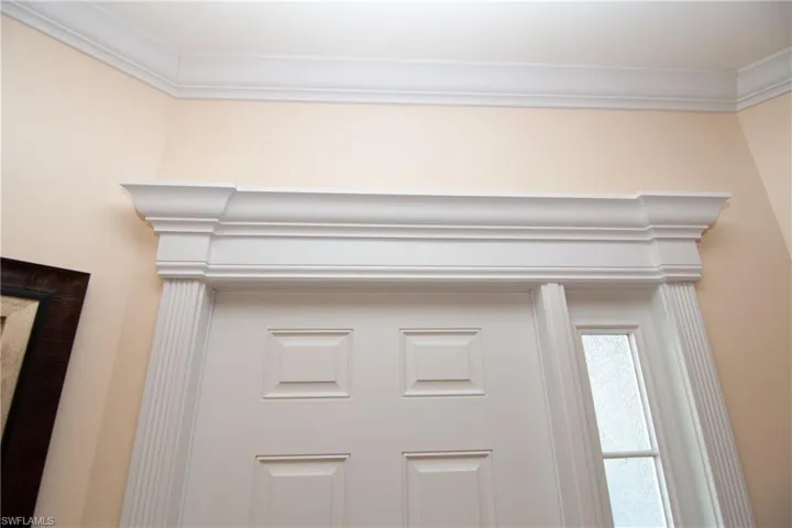 Detailed view of crown molding.