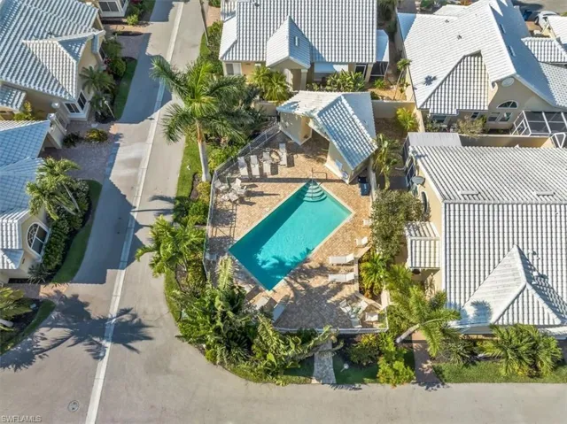 Drone / aerial view of a pool