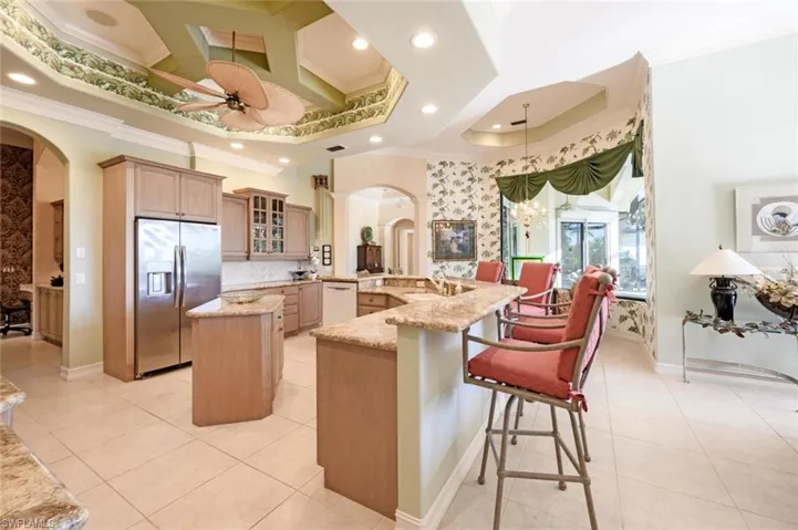 Tray ceiling on the well designed kitchen