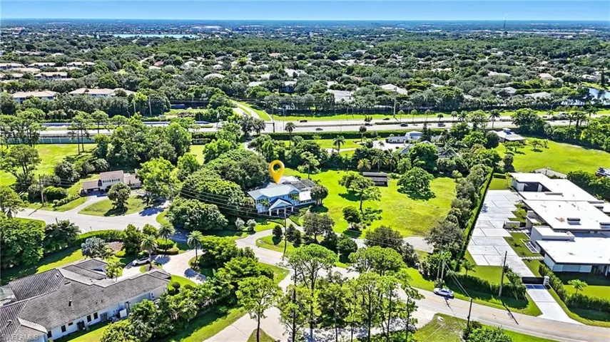 Aerial perspective of suburban area