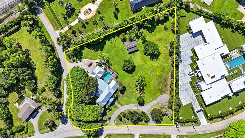 Aerial view of property's location featuring property boundaries highlighted - Virtually Edited Image