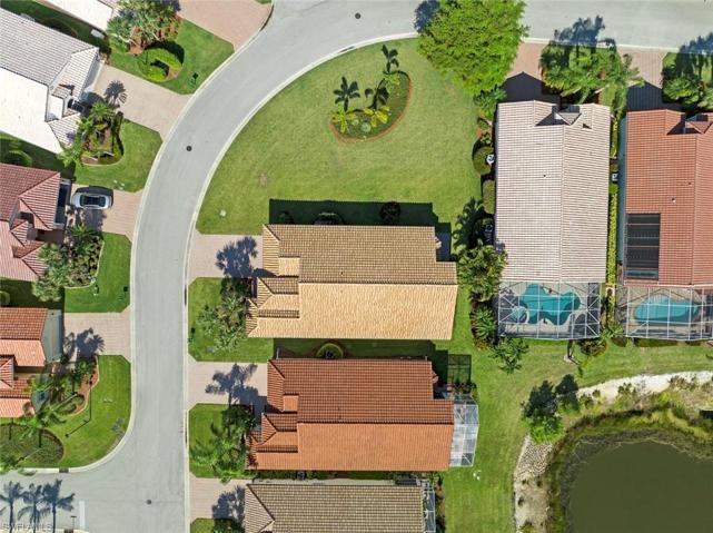 Aerial view directly above home and side yard