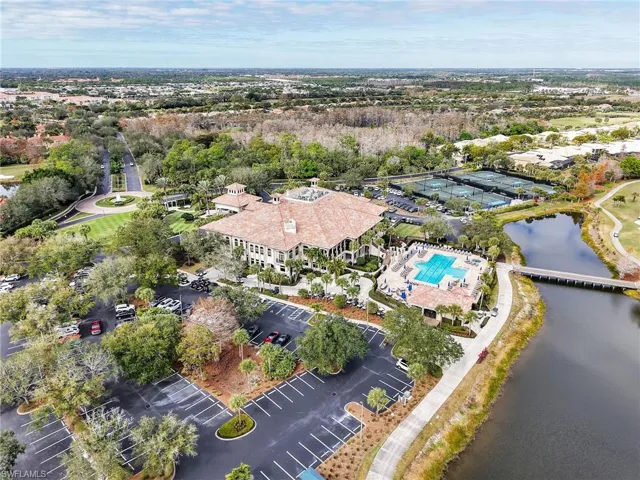 Aerial View of the Clubhouse, Pool, & Sports Courts