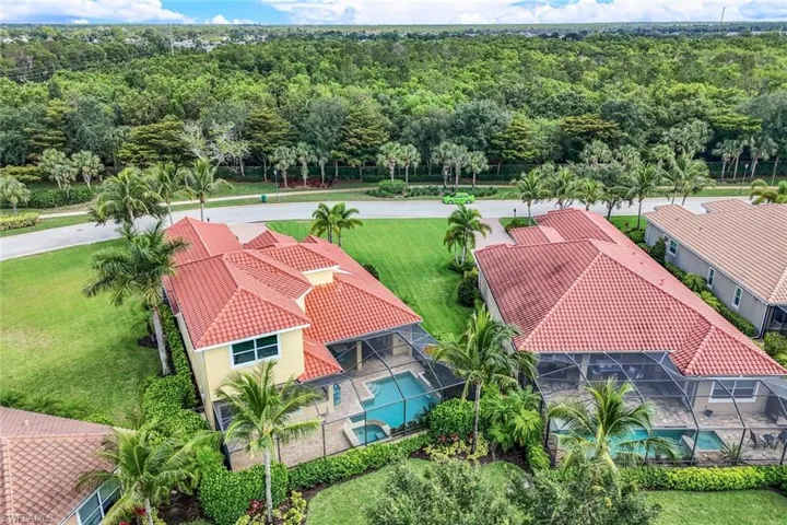 Bird's eye view with a view of trees