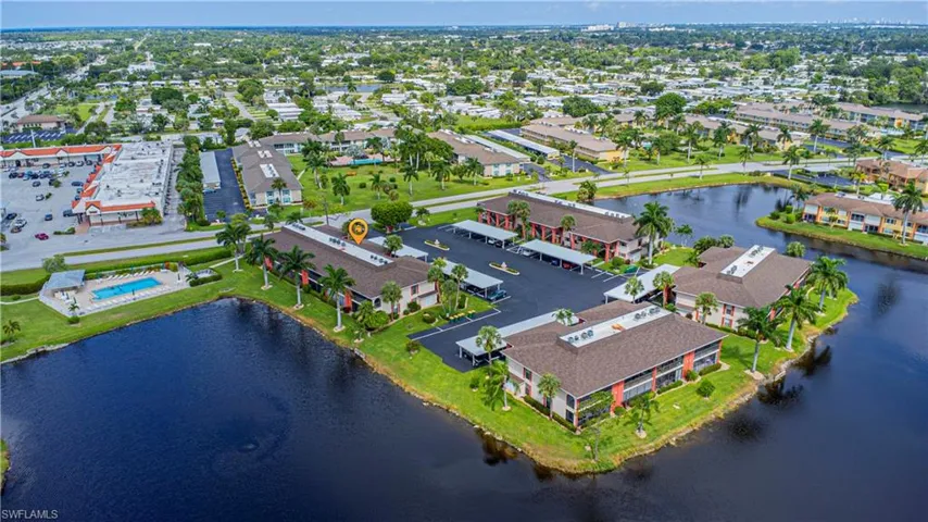 Aerial view featuring the lake view