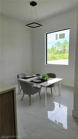 Dining area featuring baseboards and light tile patterned flooring