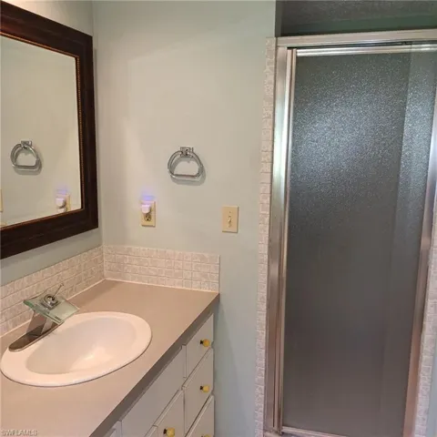 An easy access stand-up shower in the master for the utmost safety