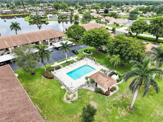 Aerial perspective featuring pool area