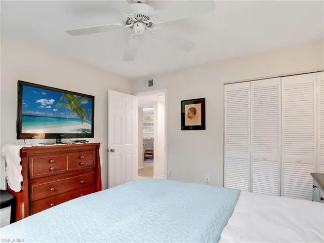 Bedroom with a nice size closet