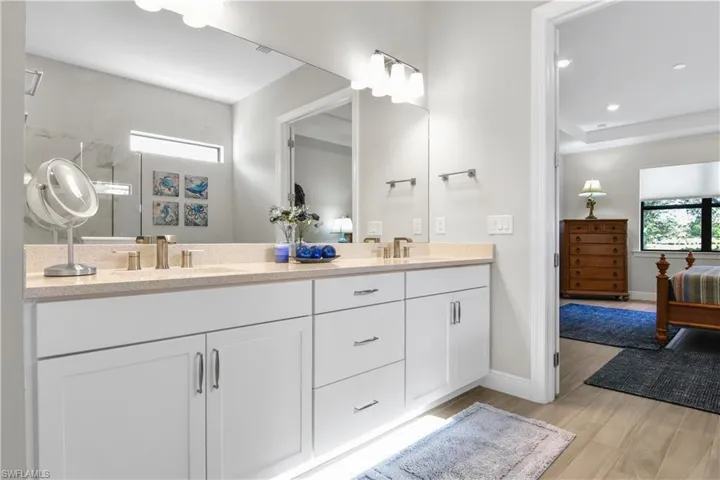 Primary bathroom with dual sinks