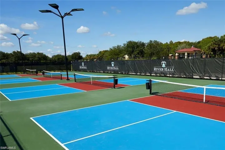 The pickleball courts at River Hall offers a perfect setting for residents to engage in friendly competition, enjoy physical activity, and foster a sense of community.
