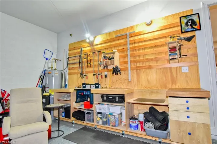 Your 3-car garage has a workbench, perfect for tackling DIY projects, organizing tools, or completing home repairs with ease.