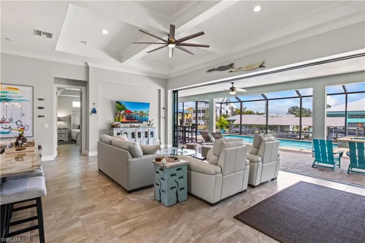 Open and filled with light, this living room can handle the largest of furniture layouts.