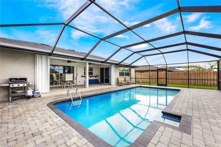 Sparkling pool and lanai