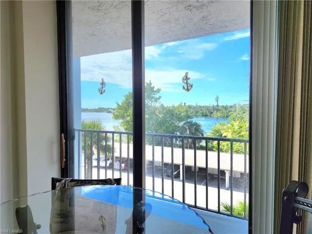 Sliding door can be opened to view the river from the bedroom.