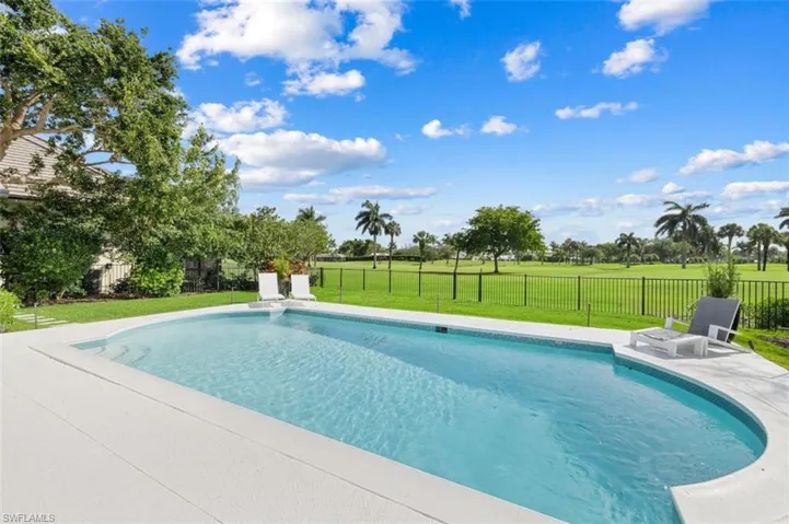 View of pool with a fenced backyard and a patio