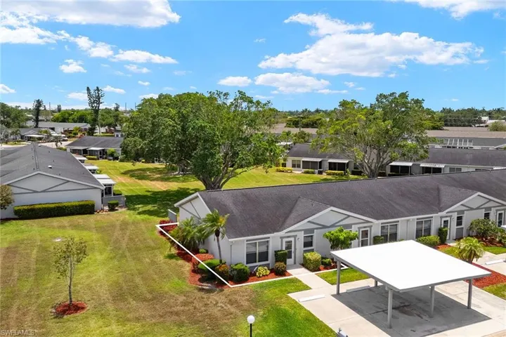 Aerial exterior of end unit home