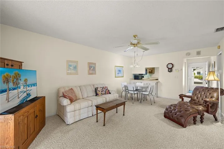 Open living and dining plan