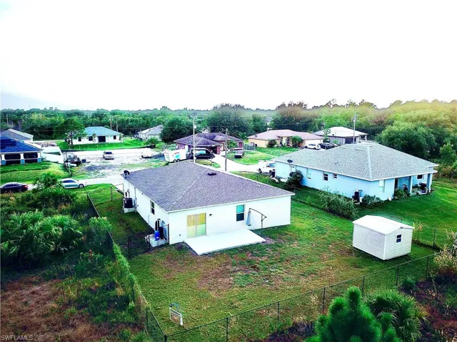 Aerial perspective of suburban area