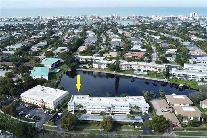 Aerial view of property's location facing West to the Gulf