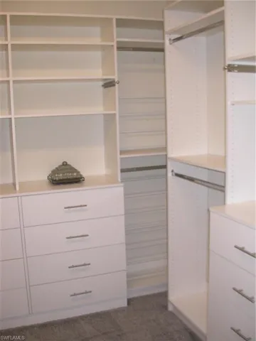 View of spacious custom closet