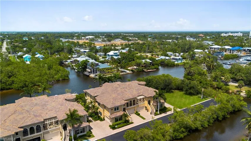 Drone / aerial view of Regatta Landing along with Hadlemen Creek