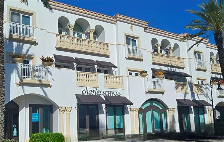 side of building showing patios