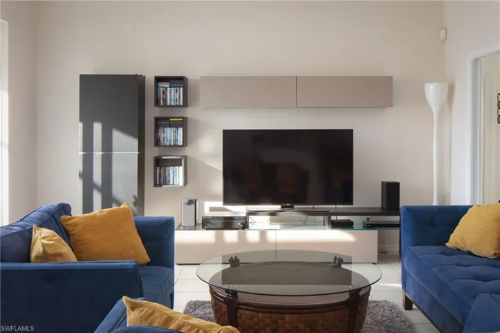 View of tiled living room