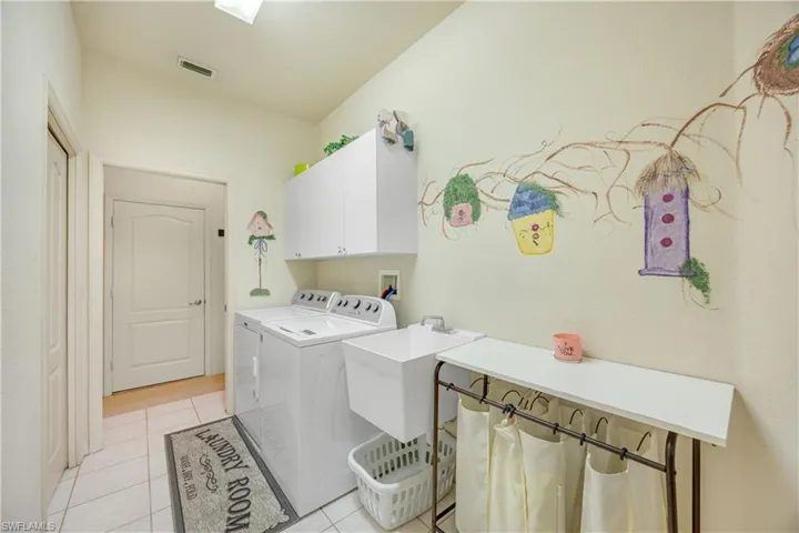 In House Laundry with cabinets and tub