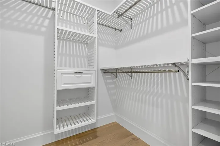 Spacious closet with light wood-style flooring