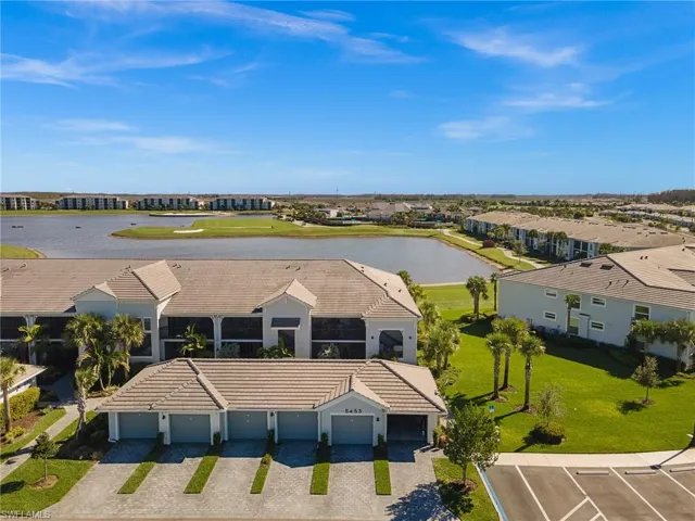Aerial view of a nearby body of water