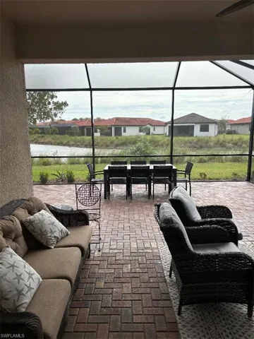 Lanai with lake views