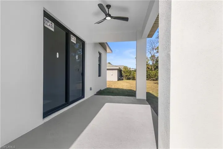 View of patio / terrace with a ceiling fan