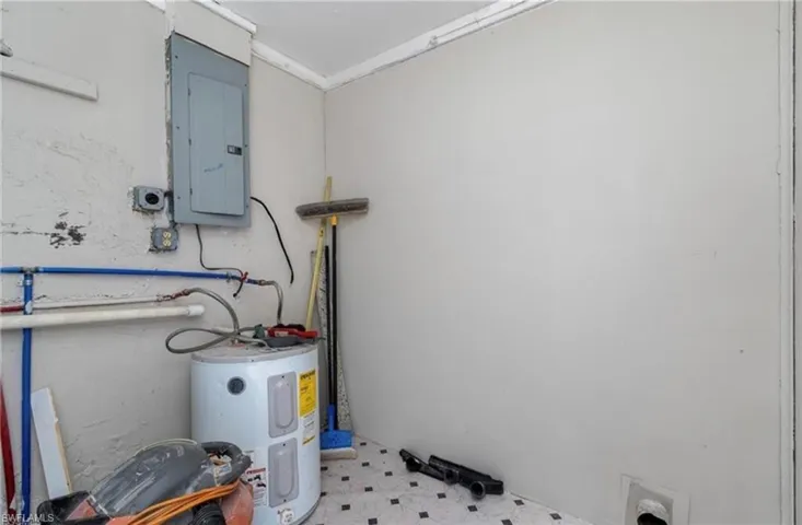 Utilities with electric water heater and electric panel