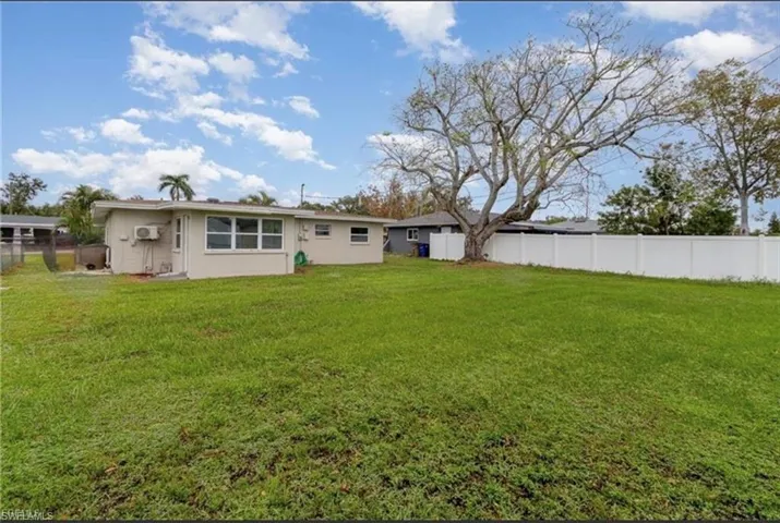 Rear view of property with a fenced backyard