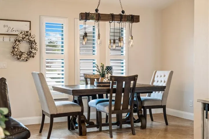 View of tiled dining space