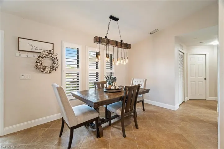 View of tiled dining room