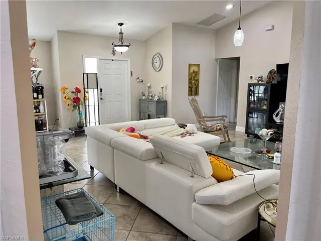 View of tiled living room