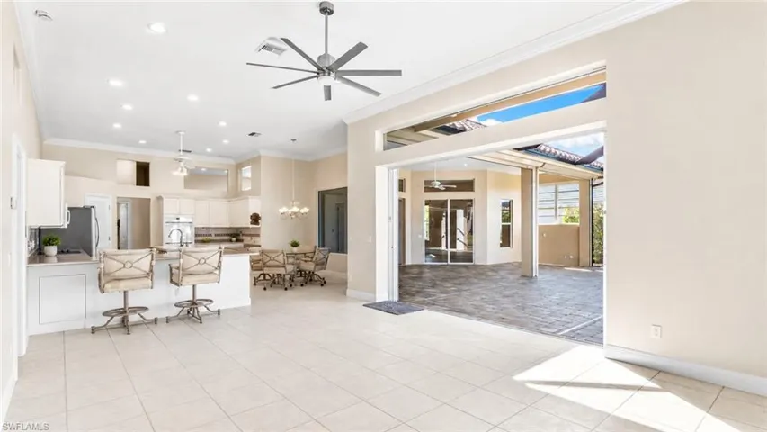 Family room area into kitchen