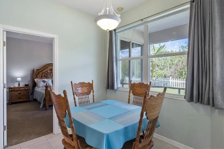 View of tiled dining room