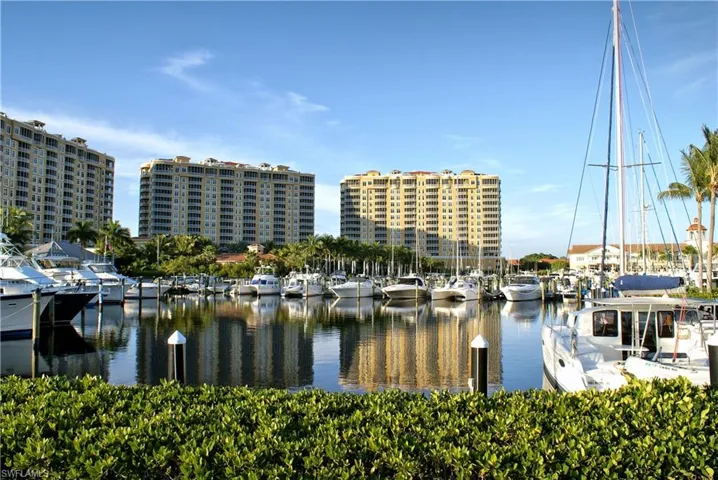 Marina with multiple docked boats