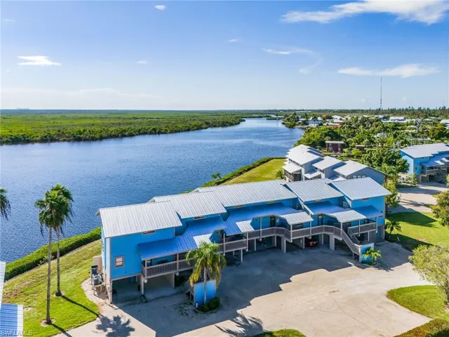 Bird's eye view of a nearby body of water
