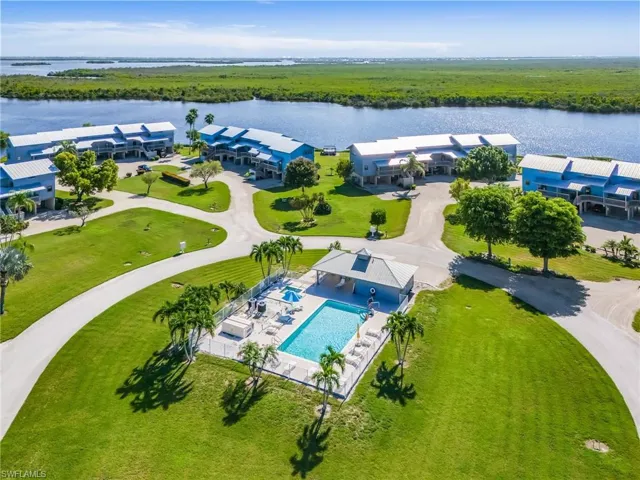 Drone / aerial view of a nearby body of water