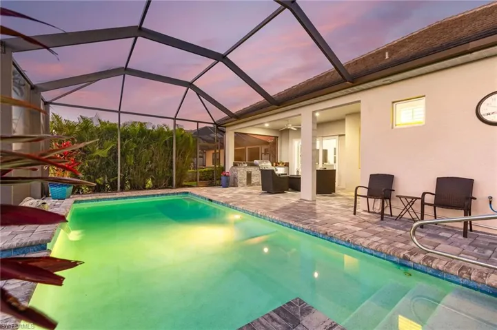 Pool featuring a patio area and ceiling fan